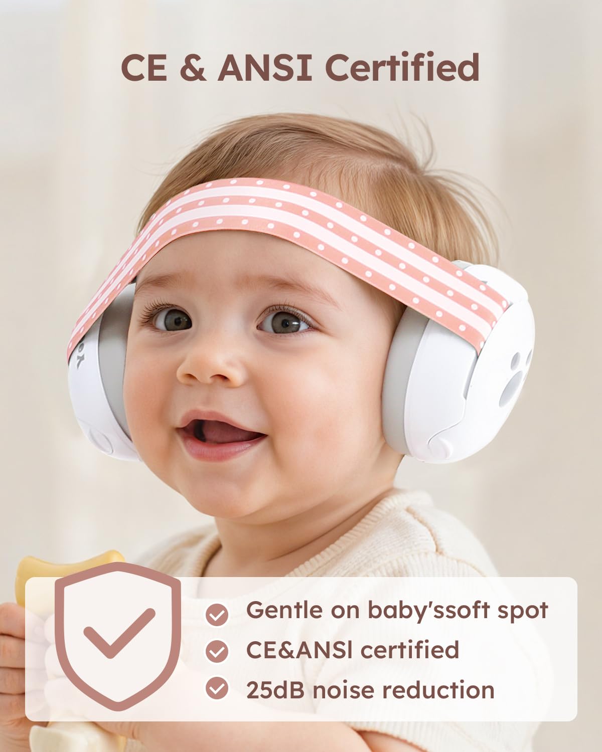 Baby Ear Muffs Noise Protection, 25dB Noise Cancelling Headphones for Infants Toddlers Airplane Travel Essentials