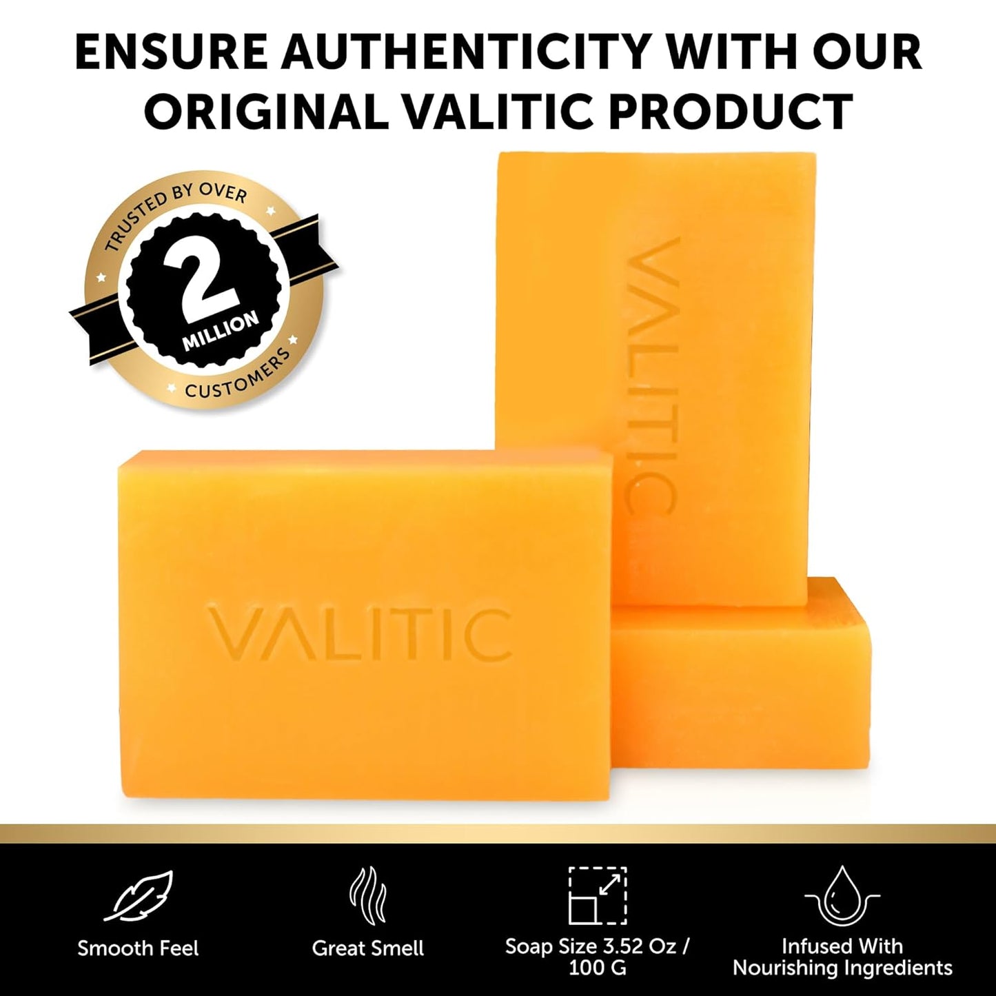 VALITIC Kojisäure Seifenstücke gegen dunkle Flecken mit Vitamin C, Retinol, Kollagen, Kurkuma