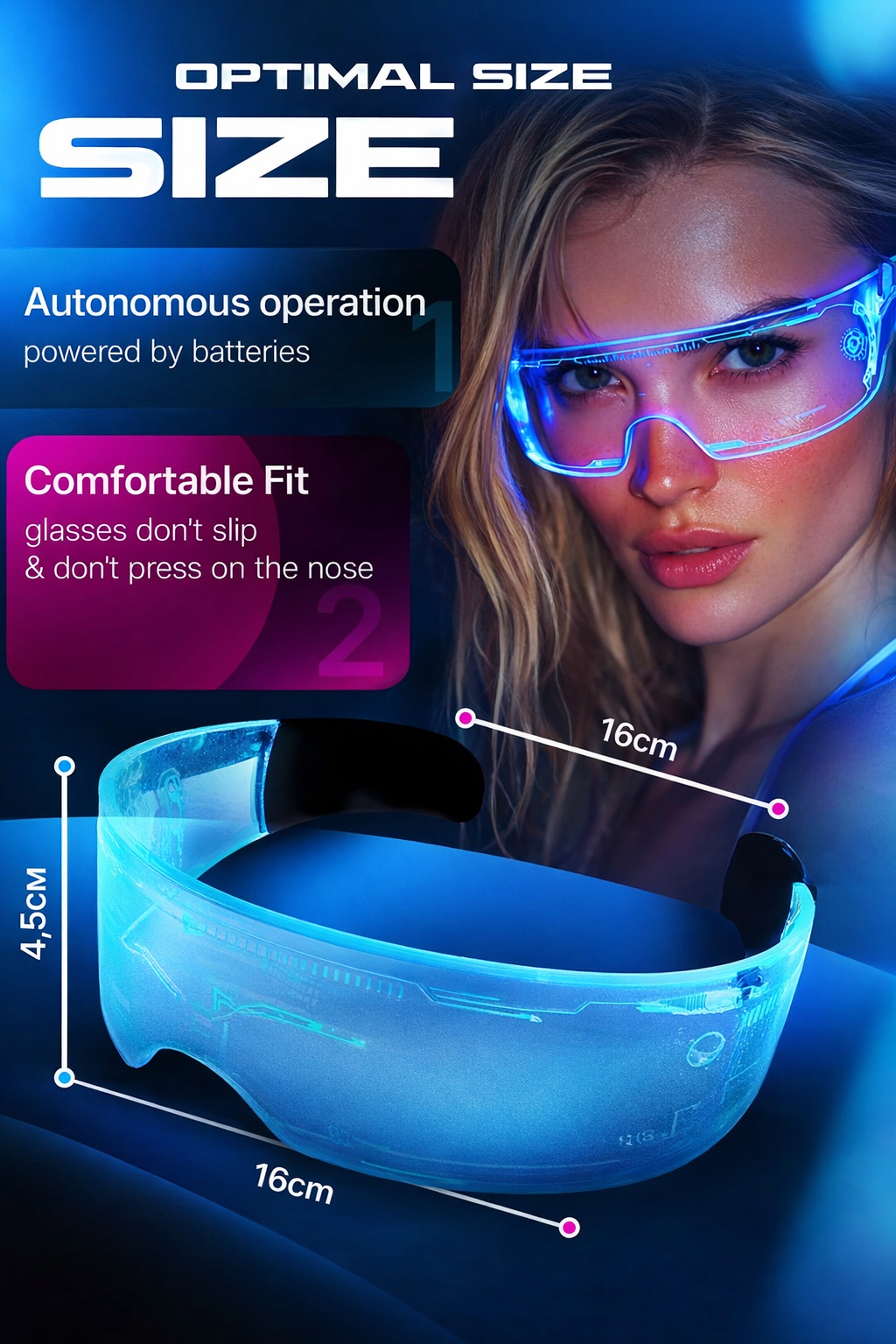 Visionäres LED-Cyberpunk-Visier – 121 Farbkombinationen Professionelle Edition