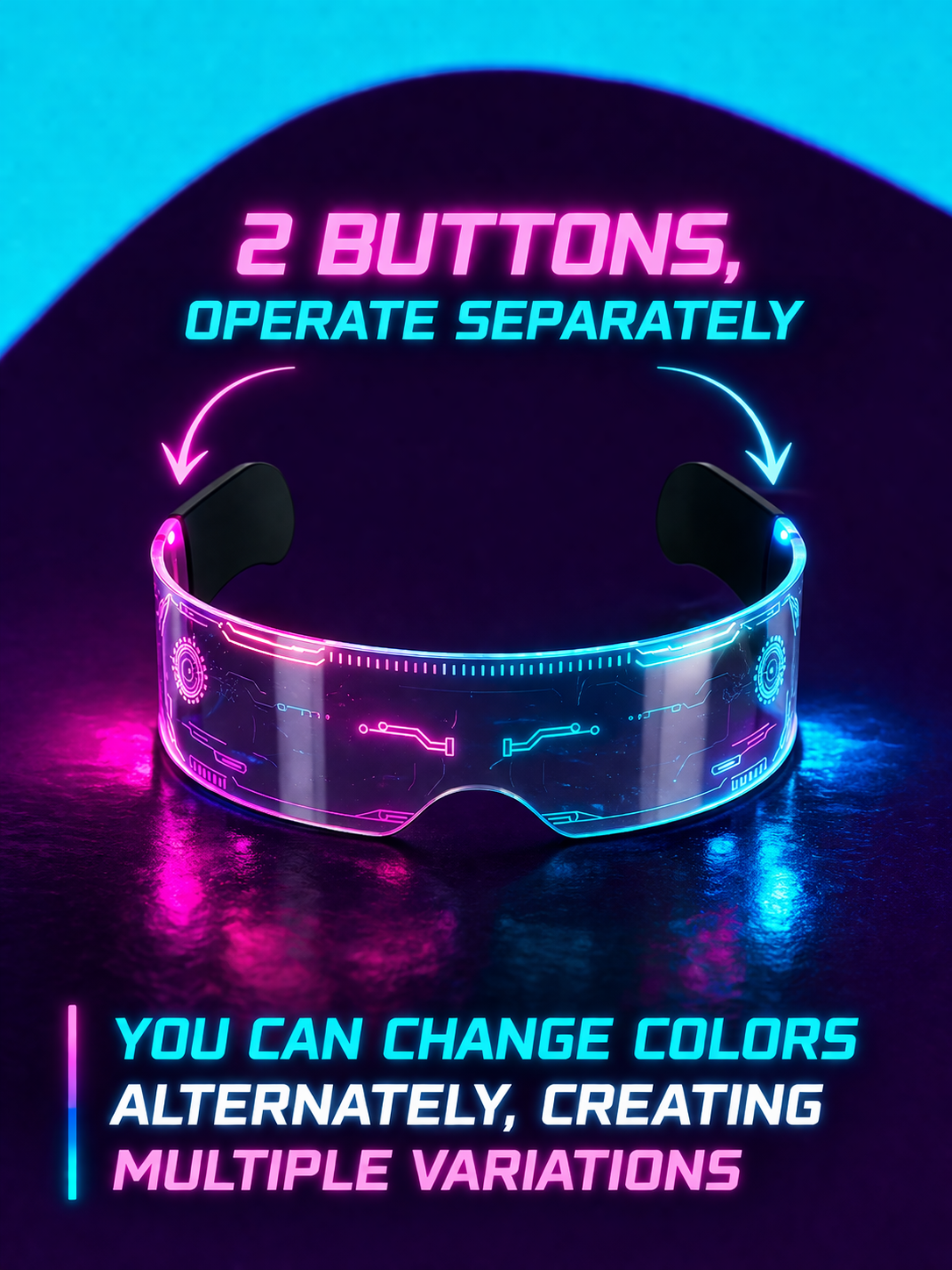Visionäres LED-Cyberpunk-Visier – 121 Farbkombinationen Professionelle Edition
