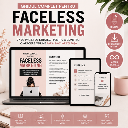 GHIDUL COMPLET PENTRU FACELESS MARKETING | PDF Digital cu Drept de Revânzare