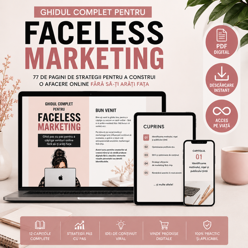 GHIDUL COMPLET PENTRU FACELESS MARKETING | PDF Digital cu Drept de Revânzare