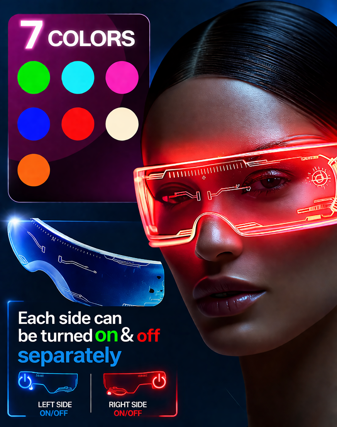 Visionäres LED-Cyberpunk-Visier – 121 Farbkombinationen Professionelle Edition