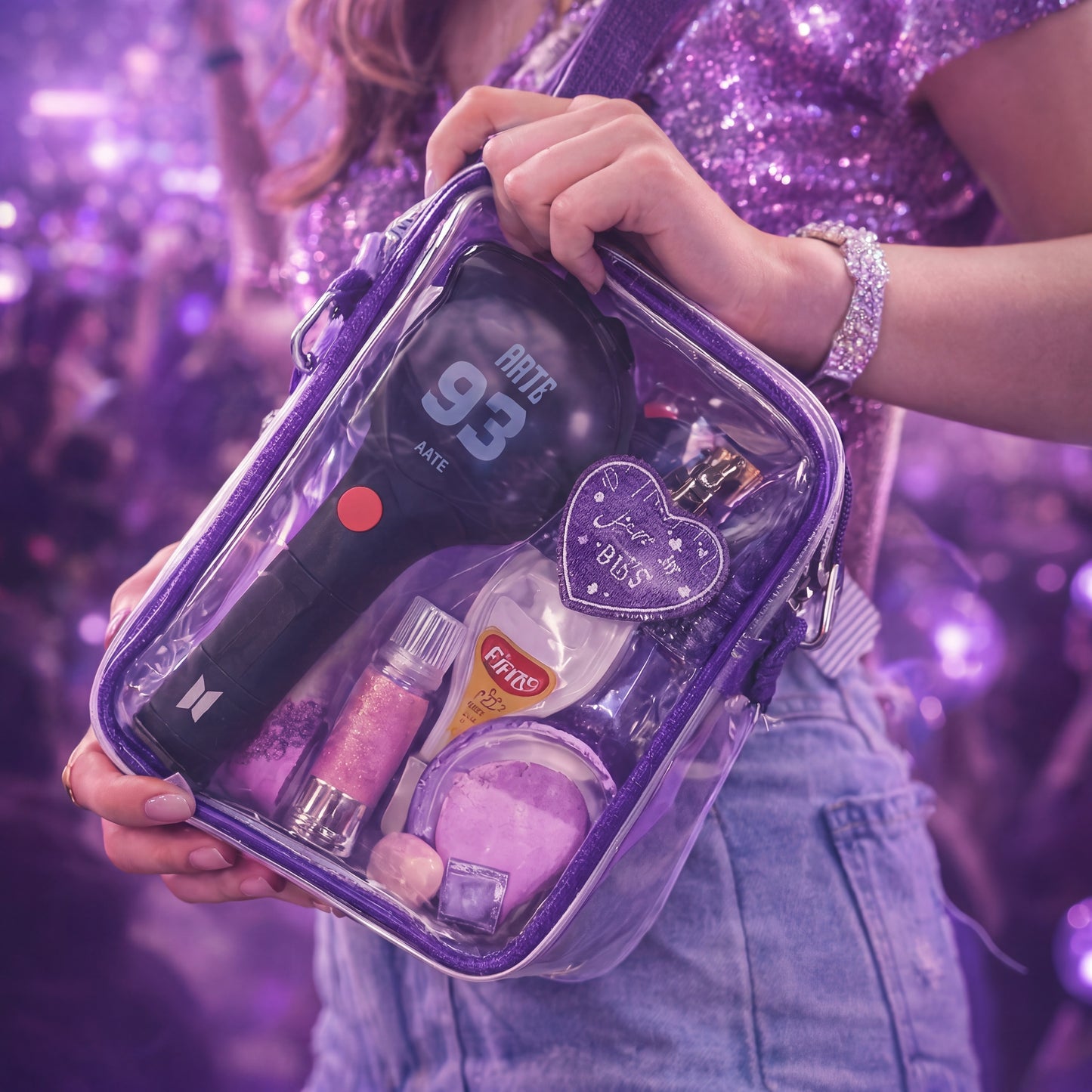 Offizielle stadiontaugliche transparente Tasche – Lila Konzert-Essential