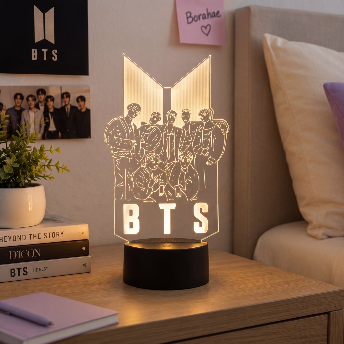 BTS LED Acrylic Lamp – 7 Color USB Night Light for ARMY Fans