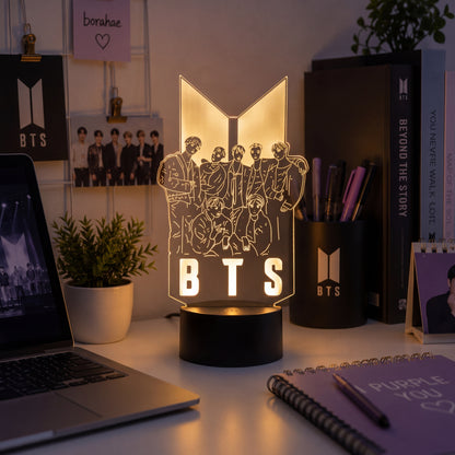 BTS LED Acrylic Lamp – 7 Color USB Night Light for ARMY Fans