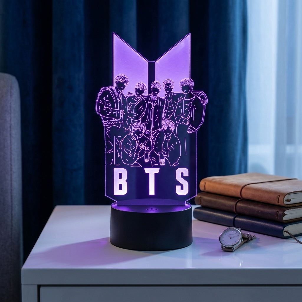 BTS LED Acrylic Lamp – 7 Color USB Night Light for ARMY Fans